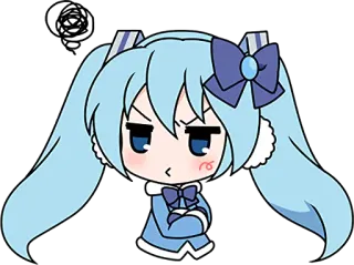 😠 Desenho animado, Anime, Chibi, Bonito, Garota, Cabelo azul telegram sticker