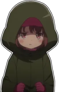 😕 anime, girl, winter, hoodie, cute, cartoon whatsapp sticker