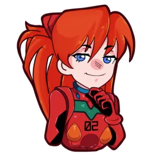 😏 Asuka Langley Sohryu Neon Genesis Evangelion Anime, Rothaarige, Überheblich, Chibi, Asuka Langley, Evangelion, Aufkleber telegram sticker