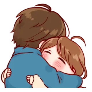 💞 abrazo, pareja, amor, cariño, dibujo animado, relación whatsapp sticker