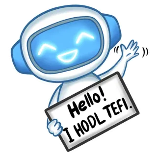 💪 Hello! I HODL TEFI. robot, hola, hodl, defi, cripto, ola telegram sticker