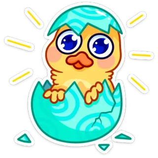 🐣 chick, hatching, baby bird, cute, animal, egg whatsapp sticker