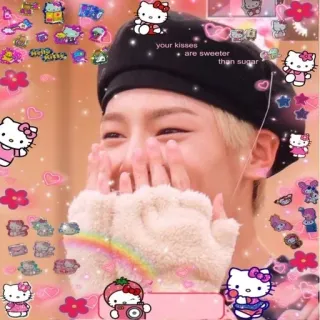 🥰 your kisses are sweeter than sugar kawaii, süß, hello kitty, herzen, glitzernd, lieblich telegram sticker