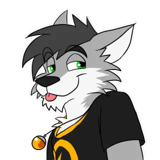 😉 furry, anthropomorphic, cartoon wolf, wolf character, animal character telegram sticker