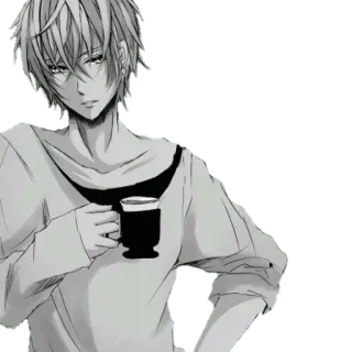 ☕ anime, boy, manga, coffee, cup telegram sticker