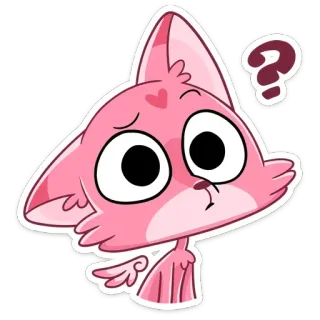 ❓ 고양이, 질문, 혼란스러움, 분홍색, 귀여운, 동물, 스티커 telegram sticker
