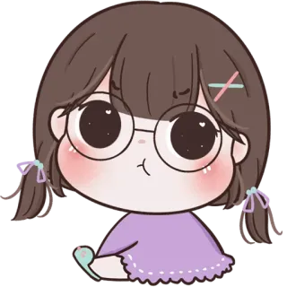 🧚‍♀ Dibujo animado, Chica, Lindo, Gafas, Ilustración, Pegatina telegram sticker