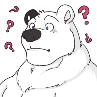 😕 ours polaire, point d'interrogation, confus, dessin animé, animal, autocollant, curieux telegram sticker