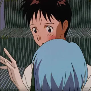 😟 Shinji Ikari Neon Genesis Evangelion Anime, Evangelion, Shinji Ikari, Rei Ayanami, Emocional telegram sticker