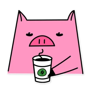 ☕️ свинья, кофе, животное, напиток, милый telegram sticker