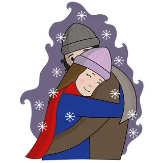 ❤️ пара, объятия, зима, снежинки, любовь, романтика, отношения whatsapp sticker