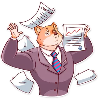 ❌ CONTRA chien, homme d'affaires, contrat, graphique, affaires, finance whatsapp sticker