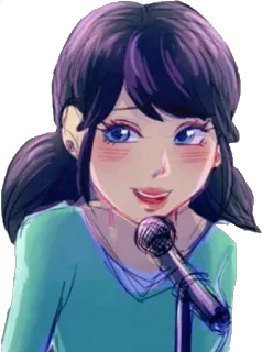 🎤 animé, illustration, femme, microphone, chant telegram sticker