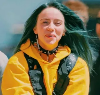 😂 Billie Eilish เพลง, นักร้อง, คนดัง, Billie Eilish, นักดนตรี, ผมสีเขียว telegram sticker