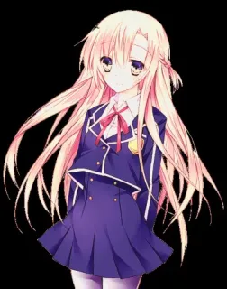 🙂 anime, garota, uniforme escolar, fofa, cabelo loiro telegram sticker