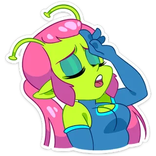 😵 Alienígena, Desenho animado, Espaço, Personagem, Triste, Decepcionado telegram sticker
