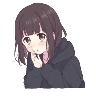 😷 Anime, Fille, Mignon, Kawaii, Manga, Autocollant telegram sticker