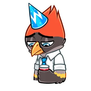 😰 vogel, party, traurig, cartoon, tier, krawatte, süß, aufkleber telegram sticker
