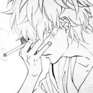 🚬 Hút thuốc, Thuốc lá, Vẽ, Anime, Manga, Nghệ thuật, Phác thảo whatsapp sticker