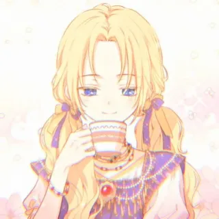 🌨️ Anime, Dessin animé, Fille, Boire du thé, Mignon, Illustration whatsapp sticker