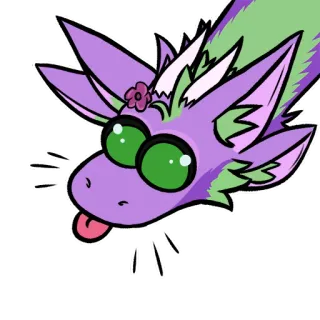 😛 龙, 卡通, 贴纸, 怪物, 可爱, 舌头, 花 whatsapp sticker