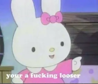 🤡 your a fucking looser bunny, cartoon, offensive, profanity whatsapp sticker