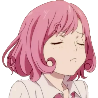 😠 anime, dibujos animados, pelo rosa, mujer, expresión facial telegram sticker