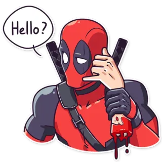 🤙 Deadpool Hello? Deadpool, Marvel, Hello, Comics, Superhero telegram sticker
