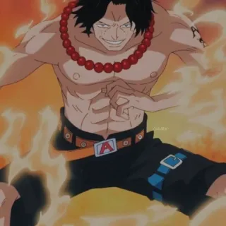 🌟 Ace One Piece Anime, One Piece, Ace, Fuoco, Personaggio whatsapp sticker