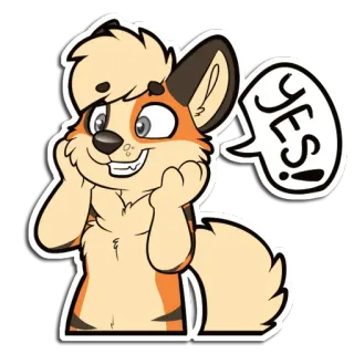 👍 YES! furry, canine, cute, happy, excited, yes, sticker telegram sticker
