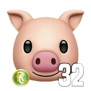 🐖 32 cerdo, emoji, animal, número, rosa, sticker telegram sticker