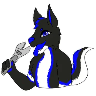 😀 Furry, Anthro, Antropomórfico, Lobo, Chave inglesa, Desenho animado, Mecânico telegram sticker