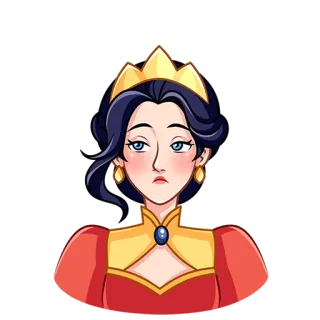 😐 queen, princess, royal, crown, woman, cartoon, character, beauty telegram sticker