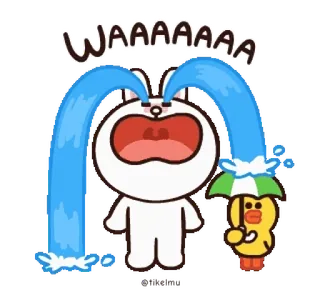 😭 WAAAAAAA chorando, triste, lágrimas, emocional, coelho, pato, desenho animado telegram sticker
