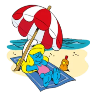 🏖 Smurfette Smurfette, praia, banhos de sol, desenho animado, verão, férias telegram sticker