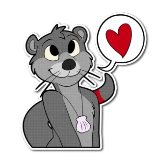 ❤ 수달, 만화, 하트, 사랑, 귀여운, 동물 telegram sticker