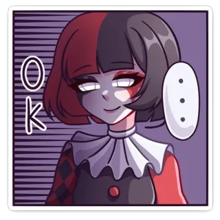 👌 OK gadis anime, badut, harlequin, komik, imut, stiker telegram sticker