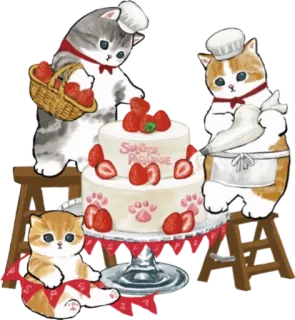 🎂 Sweet's Paradise cat, cake, strawberry, sweet, baking telegram sticker