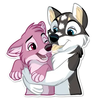 😋 cão, husky, desenho animado, fofo, cachorro, abraço, animal telegram sticker