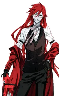 😏 Grell Sutcliff Black Butler Аниме, Жнец, Темный дворецкий, Грелль Сатклифф, рыжие волосы, Бензопила telegram sticker