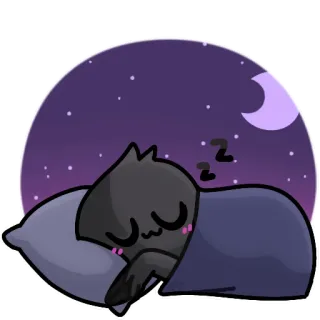 😴 assonnato, gatto, carino, notte, luna, sogno, kawaii telegram sticker