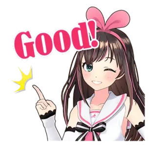 🦁 Good! anime, girl, cute, wink, ribbon telegram sticker