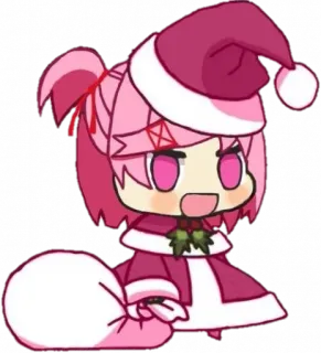 💕 Natsuki Anime, Chibi, Boże Narodzenie, Słodkie, Naklejka, Kawaii telegram sticker
