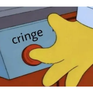 😬 cringe tenenkrommend, humor, meme, knop telegram sticker
