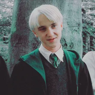 🥰 Draco Malfoy Harry Potter Draco Malfoy, Sonserina, uniforme escolar, bruxo, Tom Felton, verde e prata telegram sticker