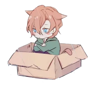 😢 Chibi, Oreilles de chat, Boîte, Anime, Mignon, Kawaii telegram sticker