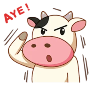 👌 AYE! krowa, zwierzę, kreskówka, salut, czerwony, zły telegram sticker