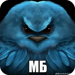 🫥 Twitter bird Twitter МБ bird, blue, angry, meme, social media, funny, bird character telegram sticker
