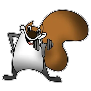 🏋️ Eichhörnchen, Fitness, Cartoon, Hantel, Übung telegram sticker