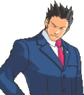 😑 Phoenix Wright Ace Attorney anime, lawyer, video game, pixel art telegram sticker